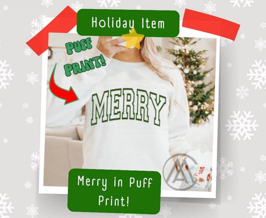 MERRY Puff Print Crewneck